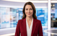 Margaux de Frouville, journaliste et experte santé, souriante sur le plateau de BFMTV.