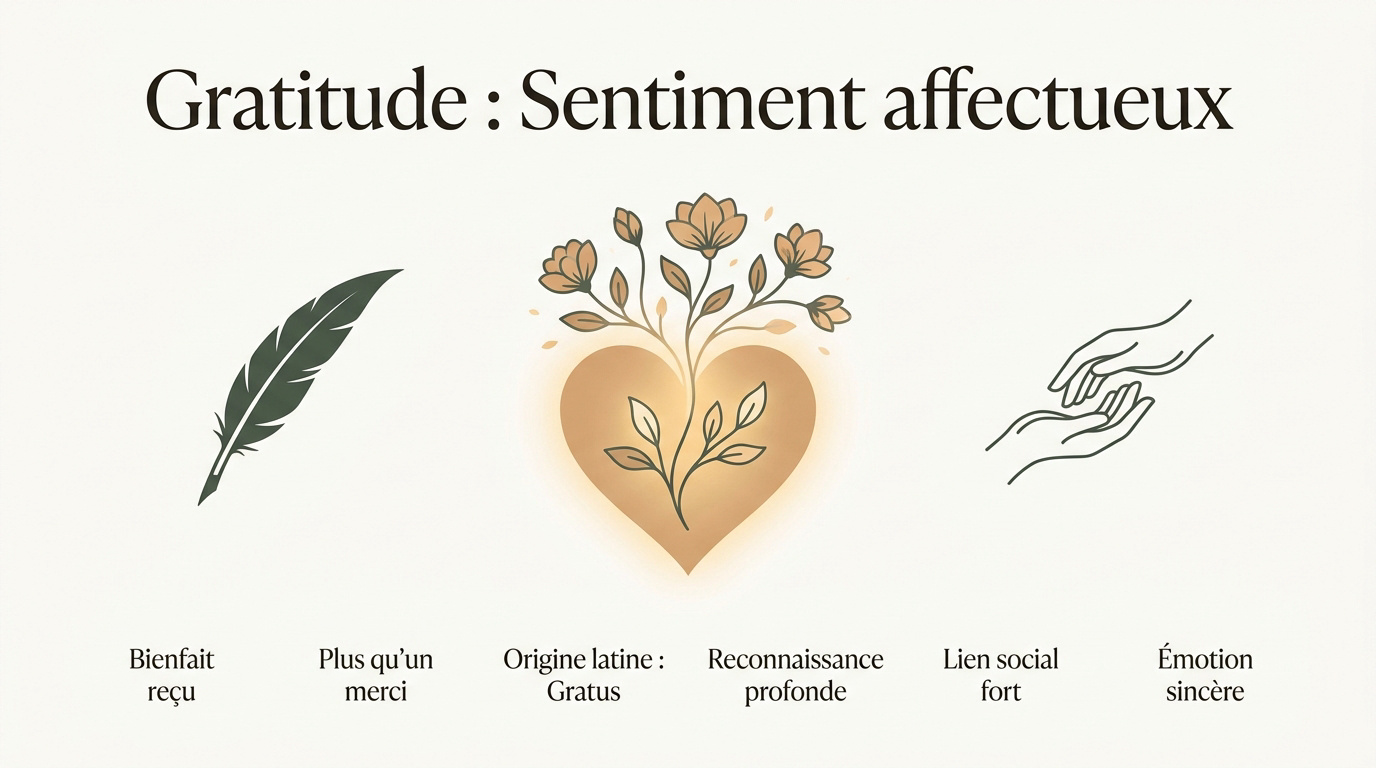 Illustration de la gratitude comme un sentiment affectueux profond et sincère