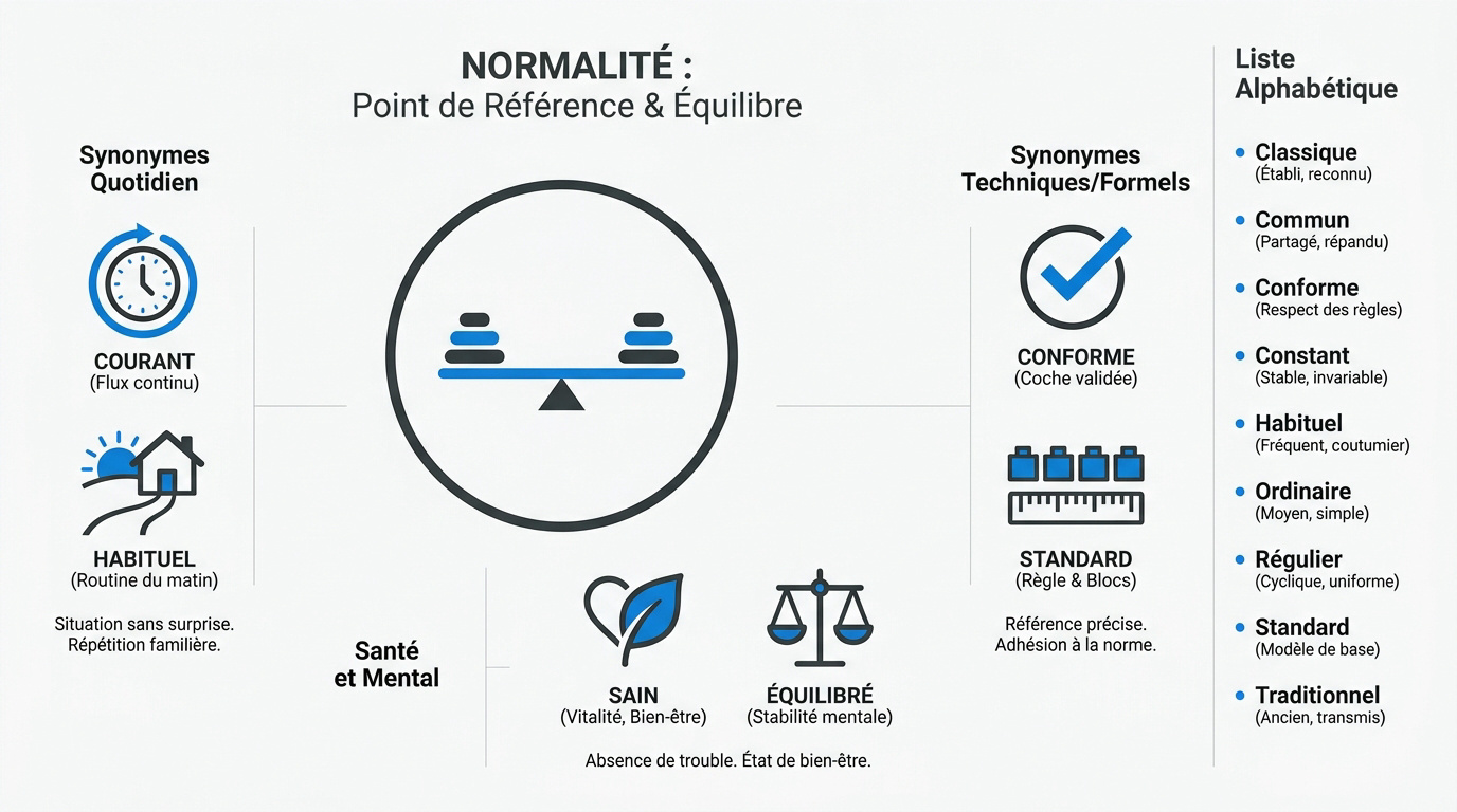 Infographie des synonymes de normal