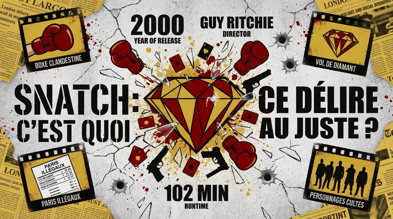 Infographie résumant l'intrigue et les personnages du film Snatch