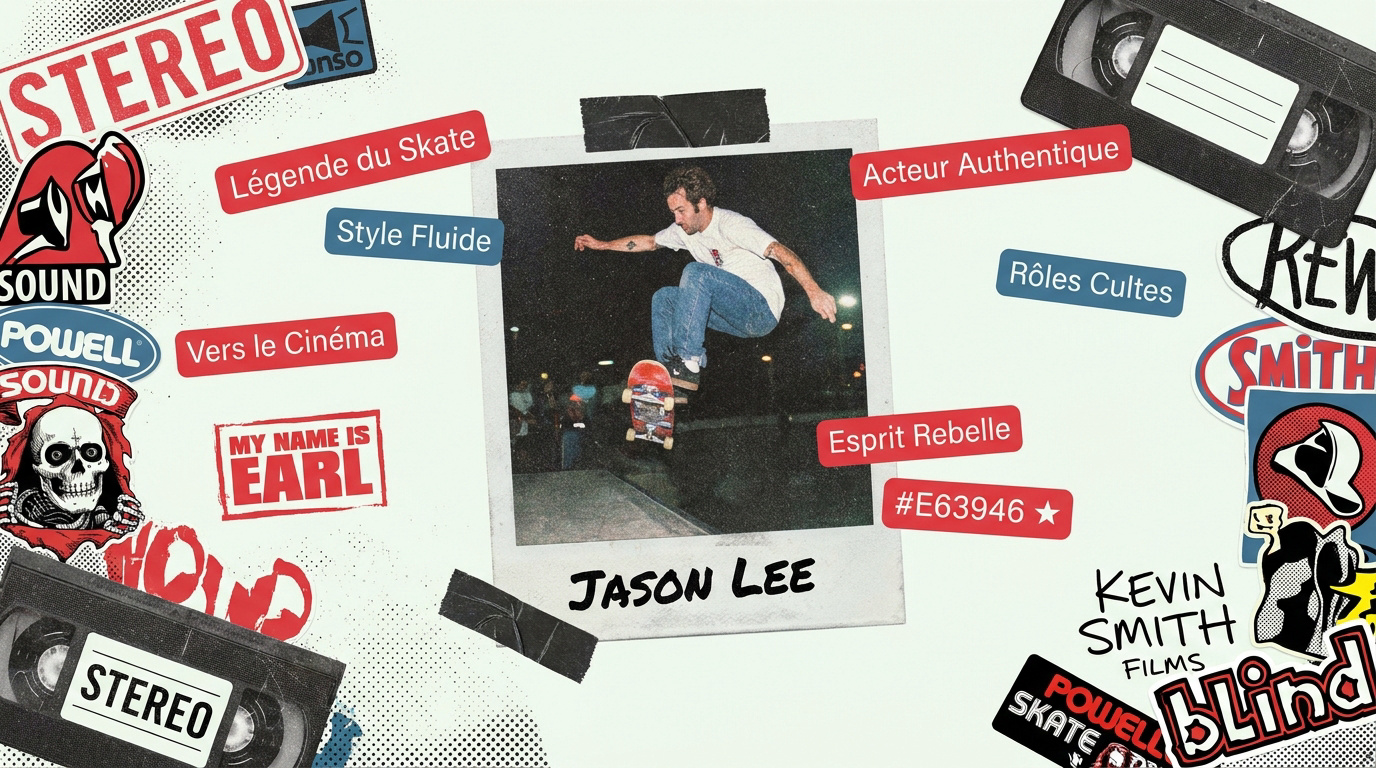Jason Lee en plein saut de skate