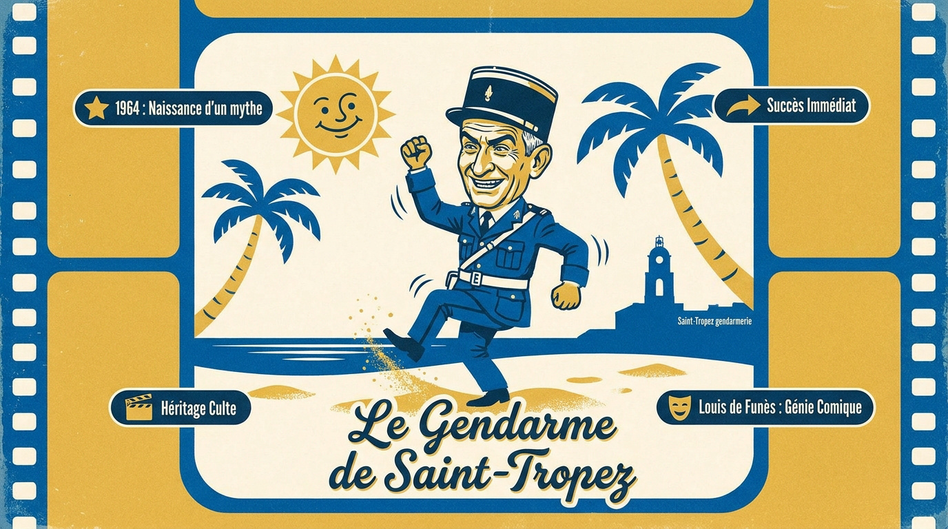Affiche vintage du film Le Gendarme de Saint-Tropez avec Louis de Funès