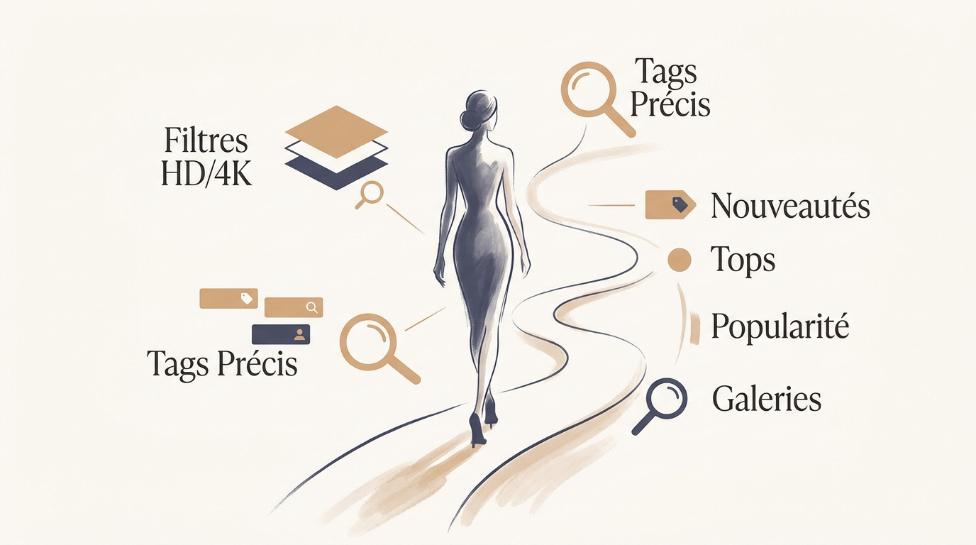 Graphique illustrant le parcours d'une recherche visuelle optimisée par filtres et tags