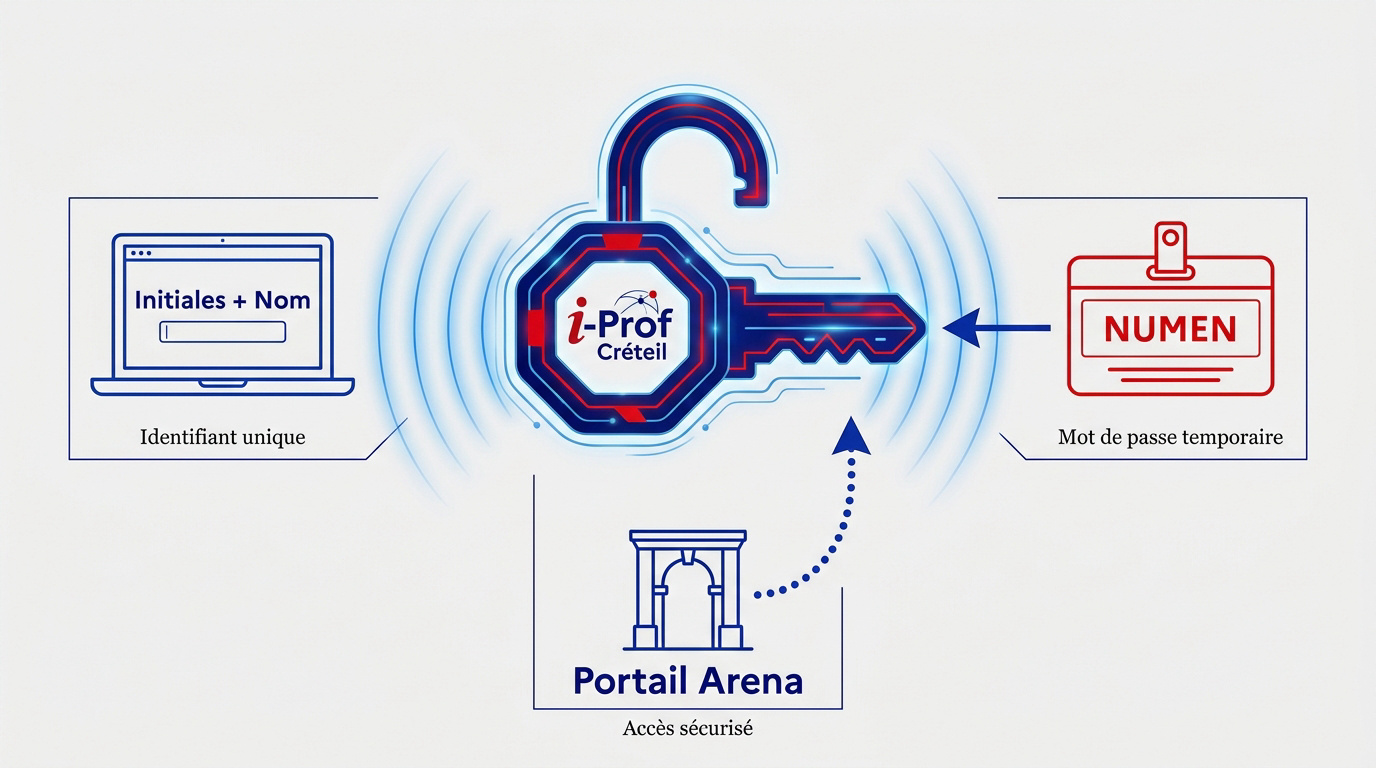 Interface de connexion I-Prof Créteil via le portail Arena