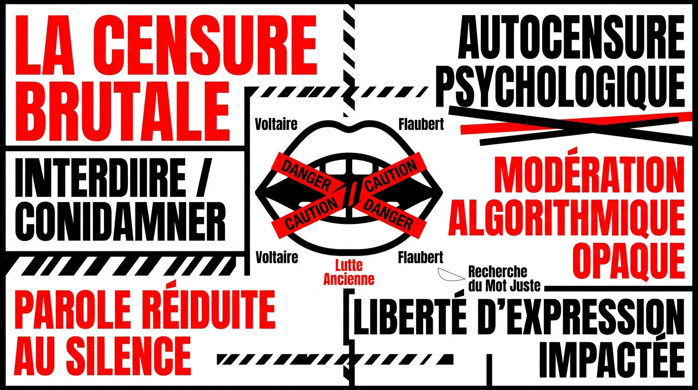 Illustration de la censure brutale avec une parole réduite au silence