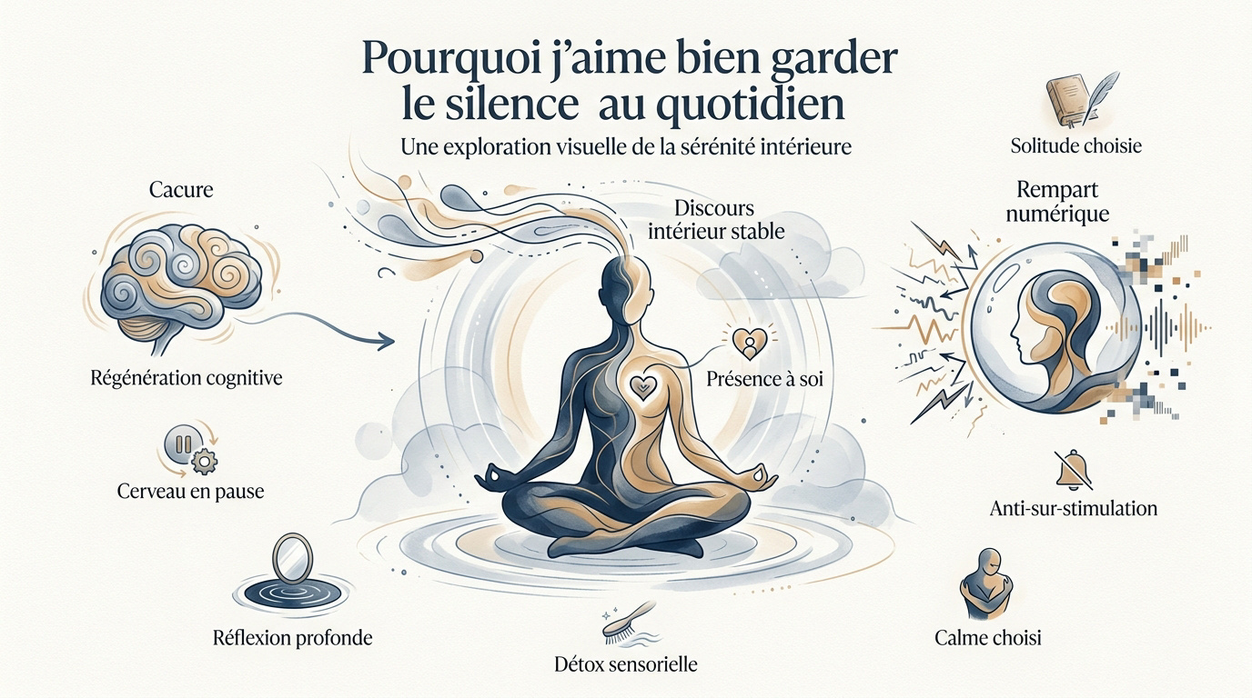 Une personne sereine profitant d'un moment de silence absolu dans un environnement apaisant