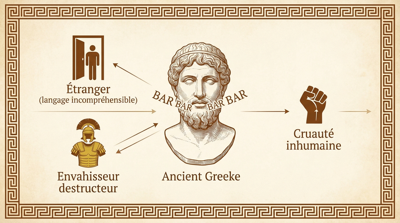 Représentation antique de la distinction entre citoyens grecs et étrangers barbares