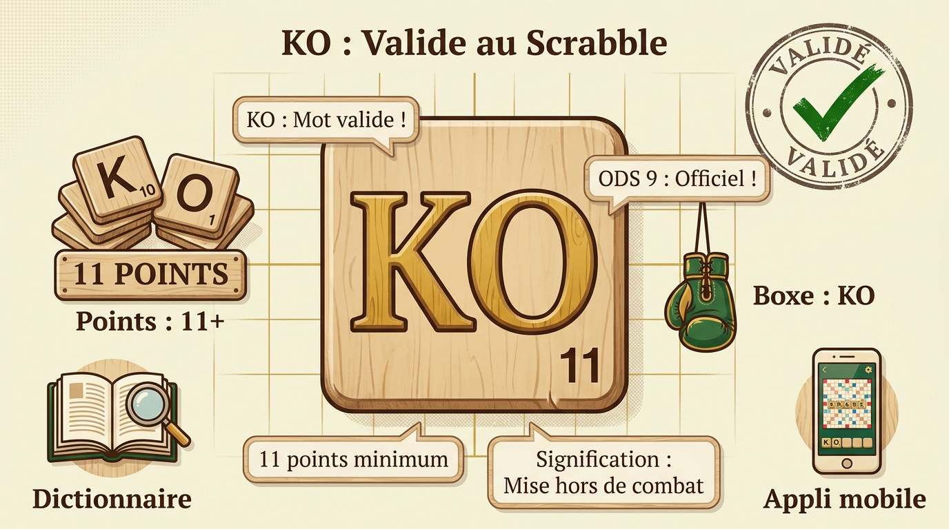 Placement du mot KO au Scrabble