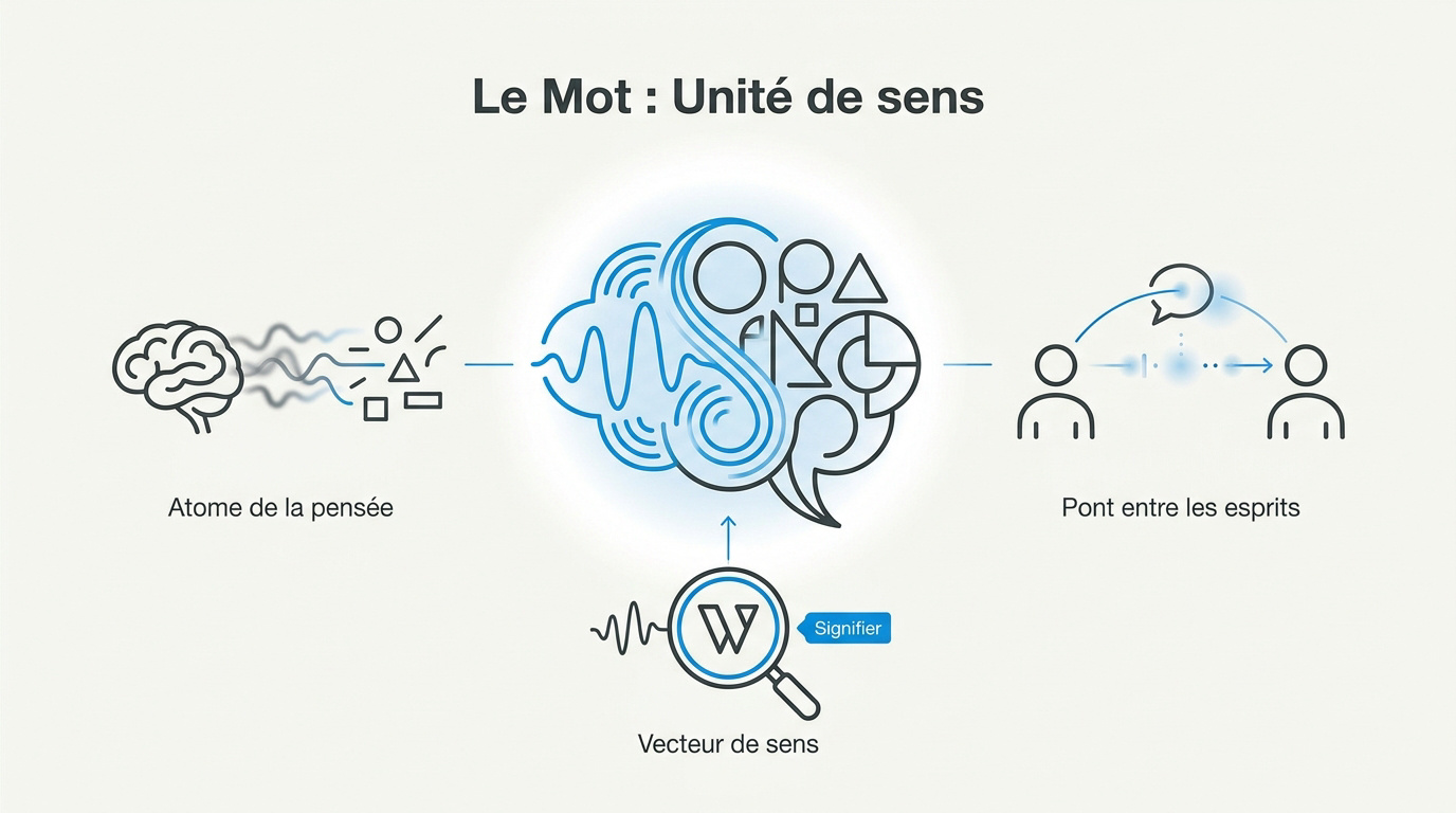 Illustration du mot comme unité de sens et de communication