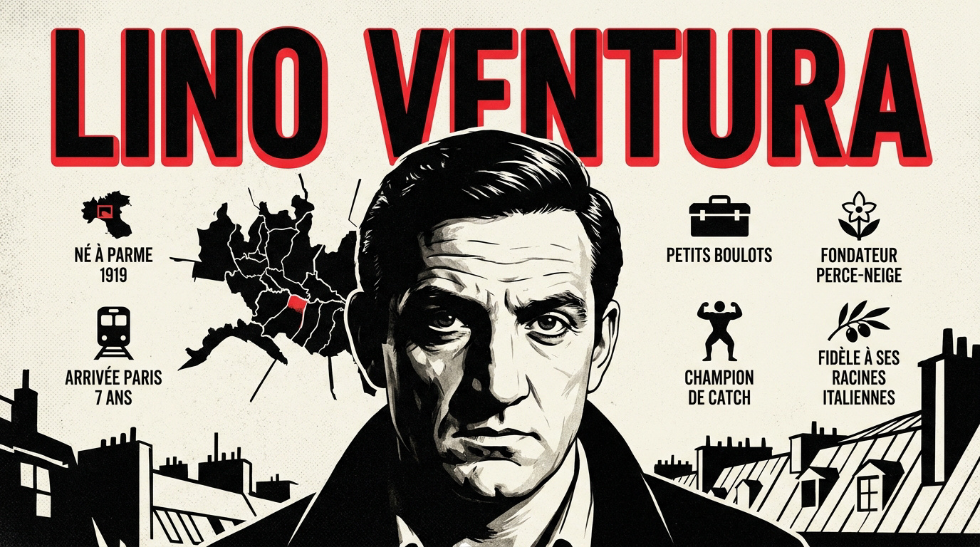 Portrait de Lino Ventura, icône du cinéma français et ancien lutteur