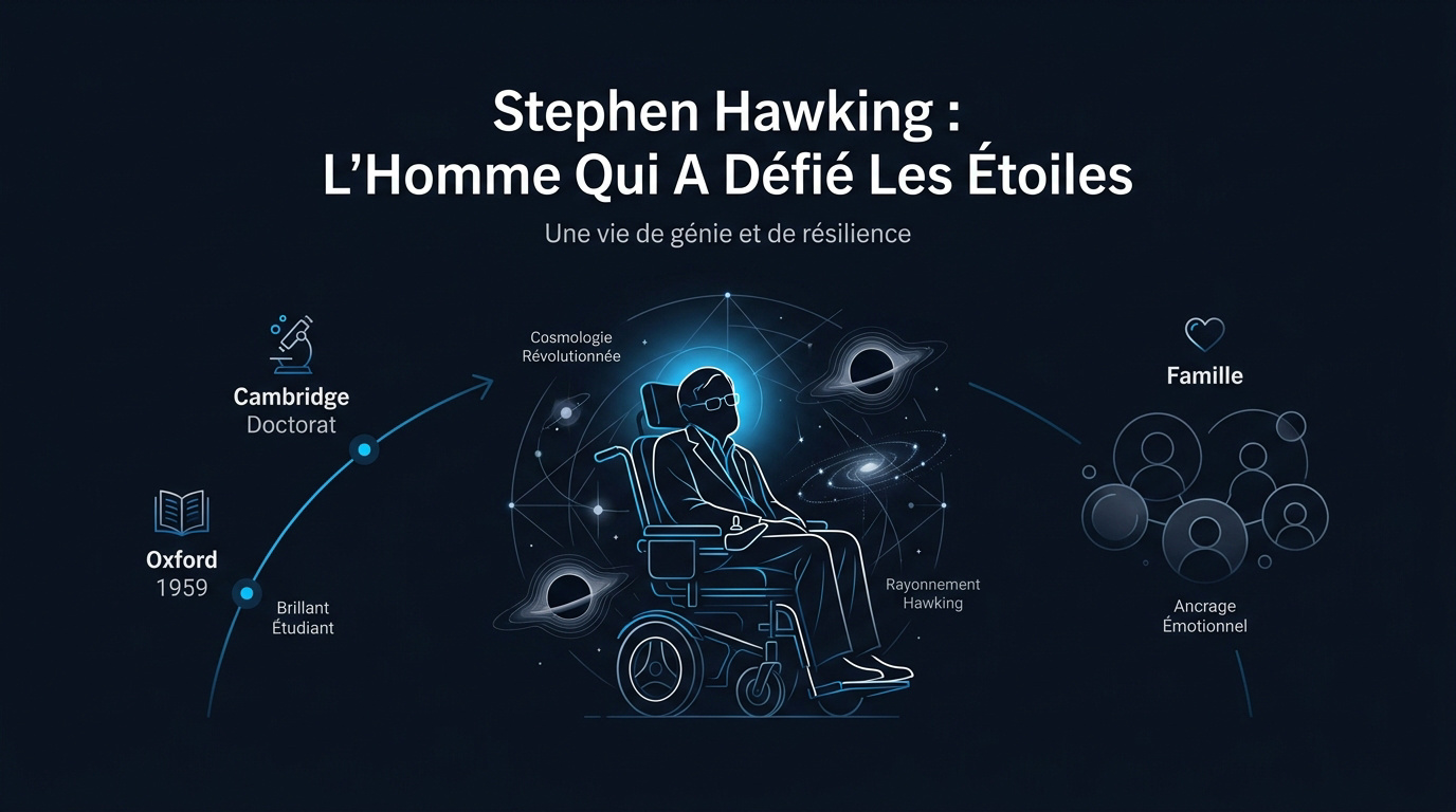 Portrait de Stephen Hawking, célèbre physicien théoricien et cosmologiste britannique